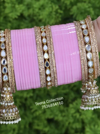 Pink jhumka Chura